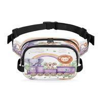 Animals Train Elephant Koala Lion Fanny Pack for Women Men, Waterproof Waist Bag with Adjustable Strap Dual Zippers, Lightweight Crossbody Chest Bag for Running Hiking Sports