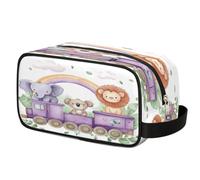 Animals Train Elephant Koala Lion Toiletry Bag for Travel, Cosmetic Makeup Bag Waterproof Polyester Shaving Bag for Men Women Kids, Portable Organizer for Bathroom Gym Vacation