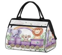Animals Train Elephant Koala Lion Travel Duffle Bag, Waterproof Weekender Carry-On Bag Large Capacity Overnight Duffel Sport Gym Bag for Women & Men