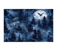 Animals under Night Forest Placemats, Set of 6 Table Mats for Dining Tables, 12×18 Inches Anti-Skid Heat Resistant Kitchen Table Place Mats