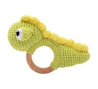 Animals Wooden Baby Rattle Toys Stuffed Crochet Rattle with Teether Ring for Newborn, Giraffe YhD661 (Green, 13.7x9.9cm)