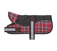 Animate Reflective Padded Harness Dog Coat - Red and Black Tartan - Size 16"