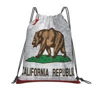Animated California State Flag Unisex String Backpack Lightweight Gym Sack Waterproof Swimming Bag For Holidays Yoga Hiking
