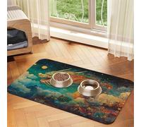 Animated Chinese Dragon Printing Pet Absorbent Leather Tablecloth, Hair, Dust-Resistant, Non-Slip Rubber Gasket, Pet Bowl Pad