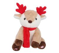 Animated Christmas Decorations, Santa Plush Animated Christmas Plush Toys Light Stuffed Animals Toy Xmas Musical Reindeer with Light