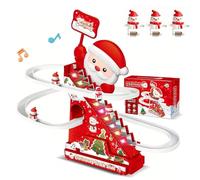Animated Christmas Tree Ski Slope, Musical Gingerbread Ski Slope, Electric Santa Slide Track Climbing Toy with LED Lights & Music, With 3/5 Characters, Tabletop Christmas Decoration (3 Dolls)