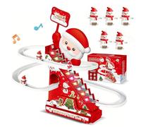 Animated Christmas Tree Ski Slope, Musical Gingerbread Ski Slope, Electric Santa Slide Track Climbing Toy with LED Lights & Music, With 3/5 Characters, Tabletop Christmas Decoration (5 Dolls)