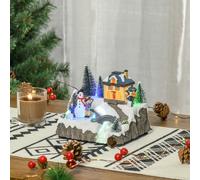 Animated Christmas Village Scene Musical Holiday Decoration with LED Light