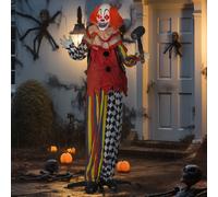 Outsunny Sound Activated Halloween Animatronics Clown with Red Light Up Eyes
