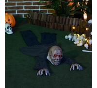 HOMCOM 5.2ft Life Size Outdoor Halloween Decoration Crawling Zombie, Animated Prop Decor with Sound and Motion Activated, Light Up Eyes, Howling Sound, Posable Arms