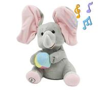 Animated Elephant Toys Plush Singing Elephant with Ears Moving Electric Plush Toy Gray