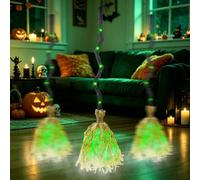 Animated Floating Witches Broom, Moving Witch Broom Halloween Decoration | Halloween Broom That Moves With Spooky Sounds, Glowing Halloween Witches Broom With Motion Sensor, Haunted Dancing Brooms-B