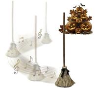 Animated Floating Witches Broom, Moving Witch Broom Halloween Decoration | Halloween Broom That Moves With Spooky Sounds, Glowing Halloween Witches Broom With Motion Sensor, Haunted Dancing Brooms-C