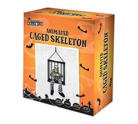 Animated Hanging Caged Skeleton Halloween Prop Garden Greatness Black 1 Pack