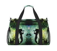 Animated Mermaid Kissing Fish Travel Duffel Bag for Women Men,Print Polyester Tote Hand Luggage Bag with Shoulder Strap