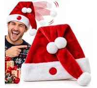 Animated Naughty Santa Hat, Funny Moving Christmas Party Hat for Adults | Button-Activated Motion | Soft Coral Fleece | One Size | Adult Holiday Parties | Secret Santa & White Elephant Gifts