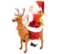 Animated Toy Santa Riding Reindeer with Festive Music and Movement for Holiday Decorations (Red, 24x12x6cm)