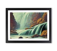 Animated Waterfall H1022 Framed Print for Living Room Bedroom Home Office Décor, Wall Art Picture Ready to Hang, Black A4 Frame (34 x 25 cm)