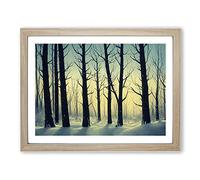 Animated Winter Forest H1022 Framed Print for Living Room Bedroom Home Office Décor, Wall Art Picture Ready to Hang, Oak A4 Frame (34 x 25 cm)