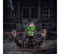 Homcom Groundbreaker Skeleton Halloween Animatronic Prop For Indoor Outdoor, Grey