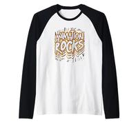 Animation Rocks Comic Style Artistic Creatives Graphic Raglan Baseball Tee