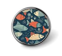 Animation Style Fish Badges Decorative, Durable Aluminum Alloy Round Badge, Lightweight Button Brooch for Shirts, Jackets, Hats, Uniforms 1"