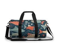 Animation Style Fish Gym Bag Sport Gym Tote Bag Lightweight Duffle Bag Carry On Weekender Bags for Women Men, white, 17.7in/9in/9in