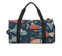 Animation Style Fish Gym Bag Sport Gym Tote Bag Lightweight Duffle Bag Carry On Weekender Bags for Women Men, white, One Size