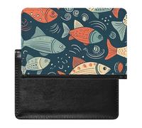 Animation Style Fish Passport Holder Cover Secure Travel Wallet PU Leather Credit Cards Passport Organizer Bag for Women Men, white, One Size, Modern