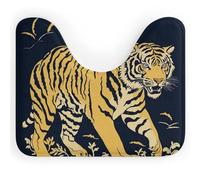 Animation Style Tiger Toilet Rugs U Shaped Washable, Extra-Soft Plush Bath Mat 20 X 16 Inch Non Slip Toilet Floor Mat Quick Dry Super Absorbent Bathroom Rugs Microfiber Toilet Carpet