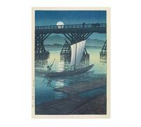 Animato Asahi Bridge, Ojiya Kawase Hasui Poster, Japanese Woodblock Ukiyo-E Print, Vintage Art Picture Painting Wall Art Exhibition, Archival Matte, A2 (Print Only) - 59.4x42cm