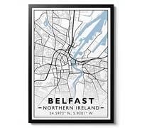 Animato Belfast Print, City Map Poster, Modern Travel Wall Art, Tourism Home Decor Gift Idea, Archival Matte, A2 (Print Only) - 59.4x42cm