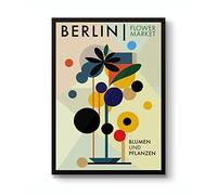 Animato Berlin Flower Market Poster, Minimalist Print Abstract Art Exhibition, Floral Travel Home Wall Art Decor, Archival Matte, A1 (Print Only) - 84.1x59.4cm