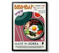 Animato Bibimbap Poster, Korean Food Wall Art, Modern Kitchen Decor Print, Noodle Art illustration, Chef Gift Idea, Korea Travel, Archival Matte, A2 (Print Only) - 59.4x42cm