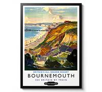 Animato Bournemouth Print, England Travel Poster, Vintage UK Railway Wall Art, Retro tourism Postcard Home Decor Gift Idea, Archival Matte, A1 (Print Only) - 84.1x59.4cm