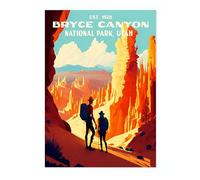 Animato Bryce Canyon, Utah National Park Posters, Modern Nature Mountain Hikers Campers Living Room Decor Print, Archival Matte, A2 (Print Only) - 59.4x42cm