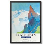 Animato Chamonix, Mont Blanc Vintage French Travel Poster, Retro France Tourism Print, Holiday Home Decoration Wall Art, A4 (Print Only) - 29.7x21cm