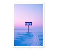 Animato Chill Out Neon Sign Poster, Funny Quote Print, Vaporwave Photography Wall Art Home Decor, Archival Matte, A4 (Print Only) - 29.7x21cm