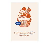 Animato Count The Memories Kitchen Poster, Cooking Baking Quotes Prints, Kitchen Line Food Illustration Wall Art, Funny Humour Quotes Home Decor, Archival Matte, A5 (Print Only) - 21x14.8cm