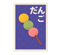Animato Dango Skewer Poster, Retro Japanese Matchbox Artwork, Vintage Wall Art Print, A5 (Print Only) - 21x14.8cm