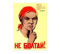 Animato Don'T Chat Russian Soviet Union Propaganda Print, Vintage Space Race Poster Bedroom Retro Wall Art Picture, A4 (Print Only) - 29.7x21cm
