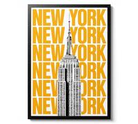 Animato Empire State Building, New York Print, Modern Graphic Architecture Wall Art Poster, Travel Decor Gift, Archival Matte, A4 (Print Only) - 29.7x21cm