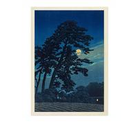 Animato Full Moon At Nagome (Magome No Tsuki) Kawase Hasui Poster, Japanese Woodblock Ukiyo-E Print, Vintage Art Picture Painting Wall Art Exhibition, Archival Matte, 50x70cm (Print Only) - 50x70cm