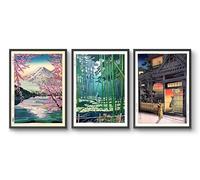 Animato Japanese Woodblock Original - Set of 3 Prints, Vintage Japanese Woodblock, Ukiyo-E Wall Art Poster, Gift Idea, Oriental Home Decor, Archival Matte, A3 (Print Only) - 42x29.7cm
