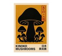Animato Kinoko Mushrooms Poster, Vintage Japanese Retro Food Illustration, Kitchen Wall Décor, A4 (Print Only) - 29.7x21cm