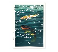 Animato Koi Pond Japanese Woodblock Print, Vintage Aesthetic Poster Japan Wall Art Exhibition Ukiyo-E Home Decor, Archival Matte, A1 (Print Only) - 84.1x59.4cm