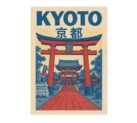 Animato Kyoto Japan Travel Art Exhibition Poster, Classic Japanese Gallery Wall Art, Vintage Ukiyo-E Woodblock Prints, A5 (Print Only) - 21x14.8cm