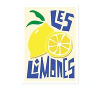 Animato Lemons Print, Graphic Fruit Poster, Colourful Framed Wall Art, Kitchen Decor, Foodie Gift Idea, Archival Matte, 50x70cm (Print Only) - 50x70cm