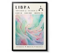 Animato Libra - Astrology Print, Zodiac Wall Art, Vintage Star Sign Home Decor, Cosmic Angel Number Poster, Spiritual Gift Idea, Archival Matte, A5 (Framed) - 21x14.8cm