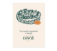 Animato Love Kitchen Poster, Cooking Baking Quotes Prints, Kitchen Line Food Illustration Wall Art, Funny Humour Quotes Home Decor, Archival Matte, A2 (Print Only) - 59.4x42cm